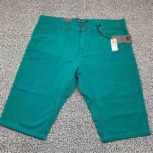 Royal Blue Shorts Men 42 Green Chino Pockets Slim Straight Fit Cotton Outdoor